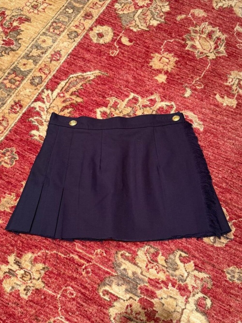 Mini Pleated Skirt with Raw Hem